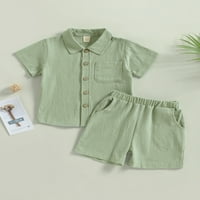 Совалка бебе момче памучно спално бельо късометражни шорти със солиден цвят с къс ръкав с тениски върхове и къси панталони летни облекла за облекло