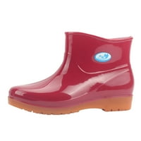 Cuoff Cowgirl Boots Leisure с ниски ток с кръгли обувки с пръсти Водоустойчиви средна тръба дъждовни каубойски ботуши за жени