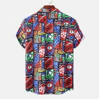 Хавайска риза за мъже Просвещение Мъжката хавайска риза с къси ръкави отпечатан бутон надолу летни плажни къси панталони Подаръци за мъже до 60% отстъпка от мода