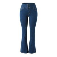 Дамски класически дънки небрежни тънки талия сини дънкови панталони панталони панталони Жан Жан Бел дънни панталони за жени с висока талия