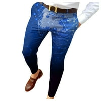 Kiplyki Men's Slim Fit Trobers Clearance Небрежен цип отпечатани панталони със средна талия с джобове