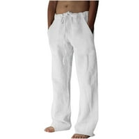Puntoco Pants for Men Clearance Мъжки еластична талия смесени дишащи плажни панталони панталони с пълна дължина бяло 4