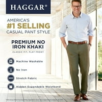 Haggar Men's Premium No Iron Khaki Flat Front Pant Classic Fit HC10884