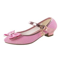 Daeful Kids Princess Shoe Sparkle Rass Shoes Glitter Mary Jane Wedding Anti-Slip Lightweight Bowknot Pink 13C