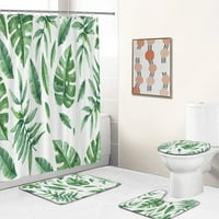 Зелени листа печат душ завеса тропически растения полиестер баня завеси против прилепна баня мат тоалетни килими килим