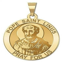 Папа свети линус религиозен медал размер на стотинка, солидно 14k жълто злато