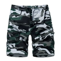 Cacommark Pi Men's Shorts Clearance Camouflage Zipper Button Множество джобове Изрязани товарни панталони Сини 14