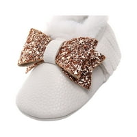 Бебешки обувки плюшени памучни ботуши Bowknot топъл пешеходци мек сняг Първо есен и зима за малко дете обувки