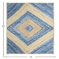 Индийска ръка изтъкана синя юта Чинди памучен район килим синьо квадратно хол Доли мат мат за трапезария килим крачета