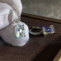 Ueonyoexquisite Sterling Silver Diamond Crystal Drop обеци за жени