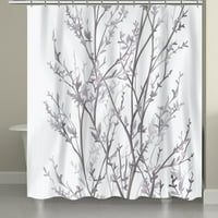 Сив клон завеса за душ, завеси за душ от полиестер за баня, растителни листа от листа за душ завеси с куки 36 '' × 72