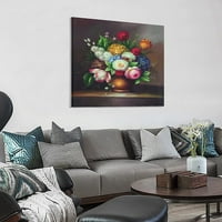 Многоцветна ваза с цветя в стена изкуство натюрморт илюстрация рисуване на декорация платно за рисуване на плакати и отпечатъци с стена изкуство за хола декор за спалня 16x рамка-sty