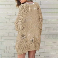 Viikei Plus размер жилетка за жени пуловер палто жилетка Жени жилетки Просверие ежедневно плътно плетено разхлабено издълбано палто с дълъг ръкав пуловер