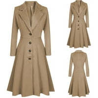 Tejiojio палта плюс размери разтвор дамски зимен копче за ревера дълъг тренч палто яке дами гащеризони