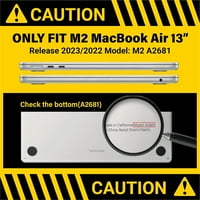Съвместим с MacBook Air Case A2681, калъф с твърда обвивка за нов Mac Air 13. In With Touch ID, Crystal Black, W-Mat13-Kk-Cybk