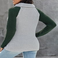 Rosfancy Womens Turtleneck Chunky Cable Knit пуловери Цветни блок с дълъг ръкав джъмпер на джъмпер, S-XXL